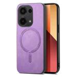 For Xiaomi Redmi Note 13 Pro 4G Solid Color Retro Magsafe PU Back Cover Phone Case(Purple)