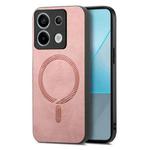 For Xiaomi Redmi Note 13R Pro Solid Color Retro Magsafe PU Back Cover Phone Case(Pink)
