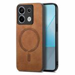 For Xiaomi Redmi Note 13R Pro Solid Color Retro Magsafe PU Back Cover Phone Case(Brown)