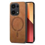 For Xiaomi Redmi Note 13 5G Solid Color Retro Magsafe PU Back Cover Phone Case(Brown)