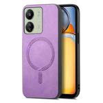 For Xiaomi Redmi 13C Solid Color Retro Magsafe PU Back Cover Phone Case(Purple)