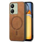 For Xiaomi Redmi 13C Solid Color Retro Magsafe PU Back Cover Phone Case(Brown)