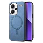 For Xiaomi Redmi Note 13 Pro+ Solid Color Retro Magsafe PU Back Cover Phone Case(Blue)