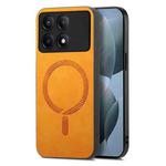 For Xiaomi Redmi K70E /Poco X6 Pro 5G Solid Color Retro Magsafe PU Back Cover Phone Case(Yellow)