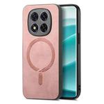 For Xiaomi Redmi Note 14 Pro+ 5G Solid Color Retro Magsafe PU Back Cover Phone Case(Pink)