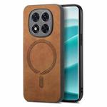For Xiaomi Redmi Note 14 Pro+ 5G Solid Color Retro Magsafe PU Back Cover Phone Case(Brown)