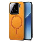 For Xiaomi 15 Solid Color Retro Magsafe PU Back Cover Phone Case(Yellow)