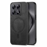 For Xiaomi 14T Solid Color Retro Magsafe PU Back Cover Phone Case(Black)