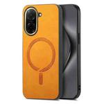 For Redmi A5 4G 171.7mm / Poco C71 Solid Color Retro Magsafe PU Back Cover Phone Case(Yellow)