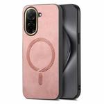 For Redmi A5 4G 171.7mm / Poco C71 Solid Color Retro Magsafe PU Back Cover Phone Case(Pink)