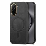 For Redmi A5 4G 171.7mm / Poco C71 Solid Color Retro Magsafe PU Back Cover Phone Case(Black)