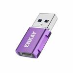 ENKAY ENK-AT119 Aluminium Alloy Male USB 3.0 to Female Type-C Data Adapter Converter Support Fast Charging(Purple)