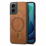 For Motorola Moto G 5G 2024 Retro Magsafe Magnetic PU Back Cover Phone Case(Brown)