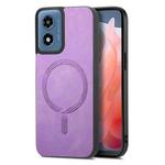 For Motorola Moto G Play 2024 4G Retro Magsafe Magnetic PU Back Cover Phone Case(Purple)