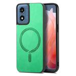 For Motorola Moto G Play 2024 4G Retro Magsafe Magnetic PU Back Cover Phone Case(Green)