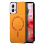 For Motorola Moto G Power 2024 5G Retro Magsafe Magnetic PU Back Cover Phone Case(Yellow)