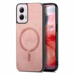 For Motorola Moto G Power 2024 5G Retro Magsafe Magnetic PU Back Cover Phone Case(Pink)