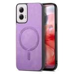 For Motorola Moto G Power 2024 5G Retro Magsafe Magnetic PU Back Cover Phone Case(Purple)