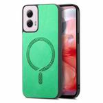 For Motorola Moto G Power 2024 5G Retro Magsafe Magnetic PU Back Cover Phone Case(Green)