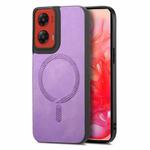 For Motorola Moto G Stylus 5G 2024 Retro Magsafe Magnetic PU Back Cover Phone Case(Purple)