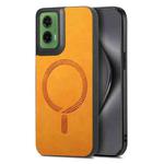 For Motorola Moto G35 Retro Magsafe Magnetic PU Back Cover Phone Case(Yellow)