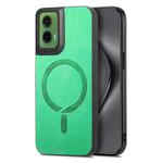 For Motorola Moto G35 Retro Magsafe Magnetic PU Back Cover Phone Case(Green)