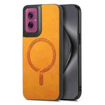 For Motorola Moto G55 Retro Magsafe Magnetic PU Back Cover Phone Case(Yellow)