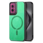 For Motorola Moto G55 Retro Magsafe Magnetic PU Back Cover Phone Case(Green)