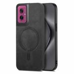 For Motorola Moto G55 Retro Magsafe Magnetic PU Back Cover Phone Case(Black)