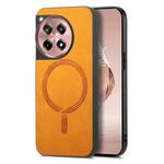 For OnePlus Ace 3 5G Solid Color Retro Magsafe PU Back Cover Phone Case(Yellow)
