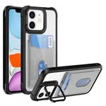 For iPhone 11 Card Bag Holder Acrylic Hybrid TPU Phone Case(Black)