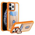 For iPhone 11 Pro Max Card Bag Holder Acrylic Hybrid TPU Phone Case(Orange)