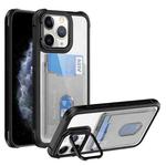 For iPhone 11 Pro Max Card Bag Holder Acrylic Hybrid TPU Phone Case(Black)