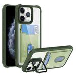 For iPhone 11 Pro Max Card Bag Holder Acrylic Hybrid TPU Phone Case(Green)