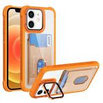 For iPhone 12 Card Bag Holder Acrylic Hybrid TPU Phone Case(Orange)