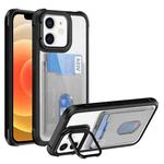 For iPhone 12 Card Bag Holder Acrylic Hybrid TPU Phone Case(Black)