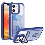 For iPhone 12 Card Bag Holder Acrylic Hybrid TPU Phone Case(Blue)