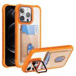 For iPhone 12 Pro Card Bag Holder Acrylic Hybrid TPU Phone Case(Orange)