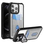 For iPhone 12 Pro Card Bag Holder Acrylic Hybrid TPU Phone Case(Black)