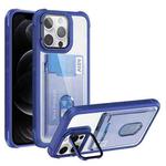 For iPhone 12 Pro Card Bag Holder Acrylic Hybrid TPU Phone Case(Blue)