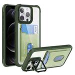 For iPhone 12 Pro Card Bag Holder Acrylic Hybrid TPU Phone Case(Green)