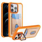 For iPhone 12 Pro Max Card Bag Holder Acrylic Hybrid TPU Phone Case(Orange)