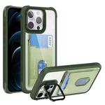 For iPhone 12 Pro Max Card Bag Holder Acrylic Hybrid TPU Phone Case(Green)
