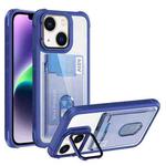 For iPhone 14 Card Bag Holder Acrylic Hybrid TPU Phone Case(Blue)