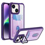 For iPhone 14 Card Bag Holder Acrylic Hybrid TPU Phone Case(Purple)