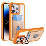 For iPhone 14 Pro Max Card Bag Holder Acrylic Hybrid TPU Phone Case(Orange)