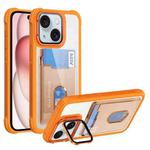 For iPhone 15 Card Bag Holder Acrylic Hybrid TPU Phone Case(Orange)