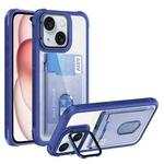 For iPhone 15 Plus Card Bag Holder Acrylic Hybrid TPU Phone Case(Blue)