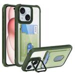 For iPhone 15 Plus Card Bag Holder Acrylic Hybrid TPU Phone Case(Green)