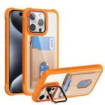 For iPhone 15 Pro Max Card Bag Holder Acrylic Hybrid TPU Phone Case(Orange)